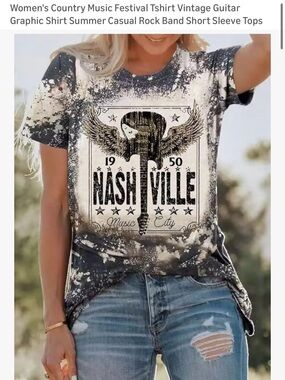 Nashville Graphic Tee - Women's Distressed Black & Cream Music City T-Shirt